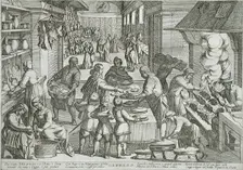 January: A Kitchen, published 1599. Creator: Antonio Tempesta