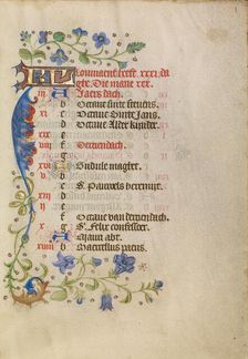 January Calendar Page; Book of Hours, after 1460. Creator: Unknown
