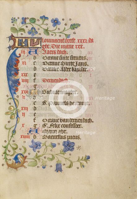 January Calendar Page; Book of Hours, after 1460. Creator: Unknown.