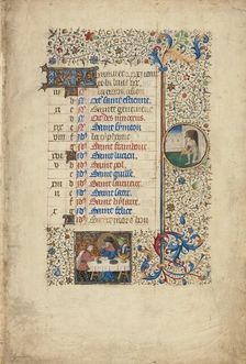 January Calendar Page: Feasting: Aquarius; Book of Hours, about 1440-1450. Creator: Workshop of the Bedford Master