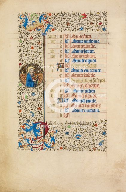 January Calendar Page: Saint Paul; Book of Hours, about 1440-1450. Creator: Workshop of the Bedford Master.