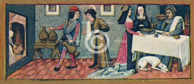 January - dinner at New Year, 15th century, (1939). Creator: Robinet Testard.