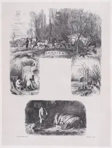 January from Album of Rustic Subjects, 1859. Creator: Jacques-Adrien Lavieille