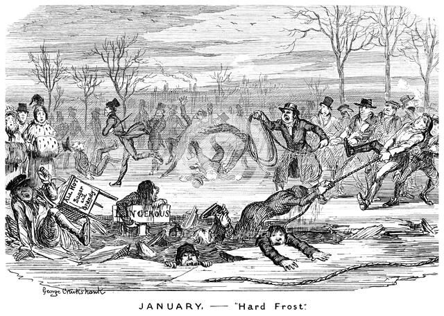 'January - Hard Frost', 19th century.Artist: George Cruikshank