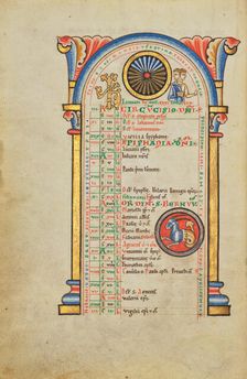 Janus; Zodiacal Sign of Capricorn; Stammheim Missal, probably 1170s. Creator: Unknown
