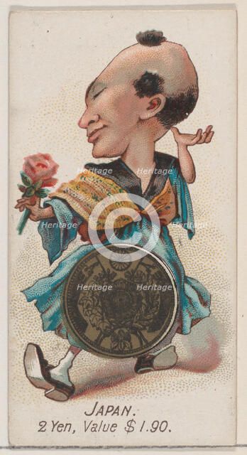 Japan, 2 Yen, from the series Coins of All Nations (N72, variation 1) for Duke brand cigar..., 1889. Creator: Unknown.