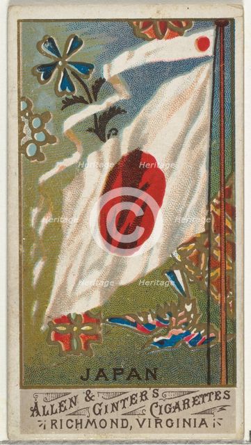 Japan, from Flags of All Nations, Series 1 (N9) for Allen & Ginter Cigarettes Brands, 1887. Creator: Allen & Ginter.