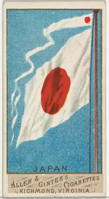 Japan, from Flags of All Nations, Series 1 (N9) for Allen & Ginter Cigarettes Brands, 1887. Creator: Allen & Ginter