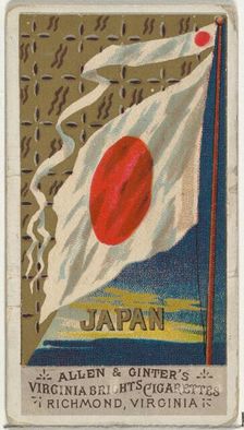 Japan, from Flags of All Nations, Series 1 (N9) for Allen & Ginter Cigarettes Brands, 1887. Creator: Allen & Ginter
