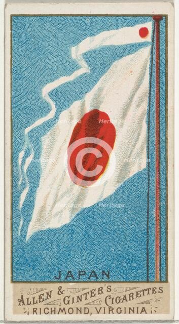 Japan, from Flags of All Nations, Series 1 (N9) for Allen & Ginter Cigarettes Brands, 1887. Creator: Allen & Ginter.