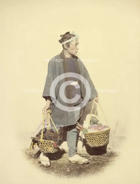 Japanese Cook, Returning from Market, 1866-1867. Creator: Felice Beato.