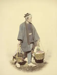 Japanese Cook, Returning from Market, 1866-1867. Creator: Felice Beato