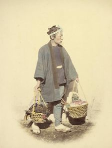 Japanese Cook, Returning from Market, 1866-1867. Creator: Felice Beato