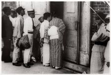 Japanese crowd looking into the Zeppelin hangar, Kasumigaura, Japan, 1929 (1933)