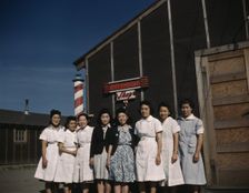 Japanese-American camp, war emergency evac...Tule Lake Relocation Center, Newell, CA, 1942 or 1943. Creator: Unknown