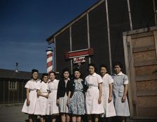 Japanese-American camp, war emergency evac...Tule Lake Relocation Center, Newell, CA, 1942 or 1943. Creator: Unknown