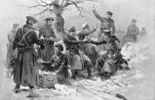 Japanese and Russian soldiers fraternising, Russo-Japanese War, 1904-5