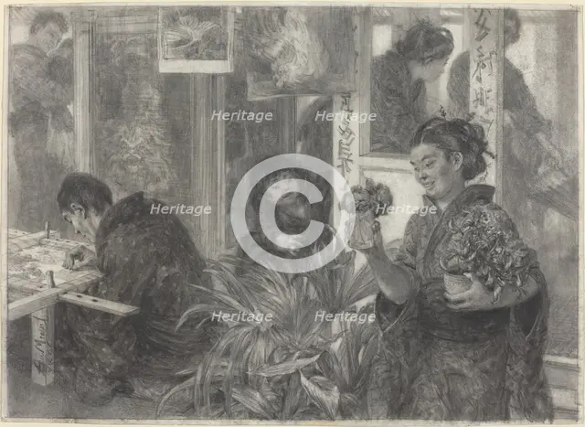 Japanese Artist at Work, 1886. Creator: Adolph Menzel.