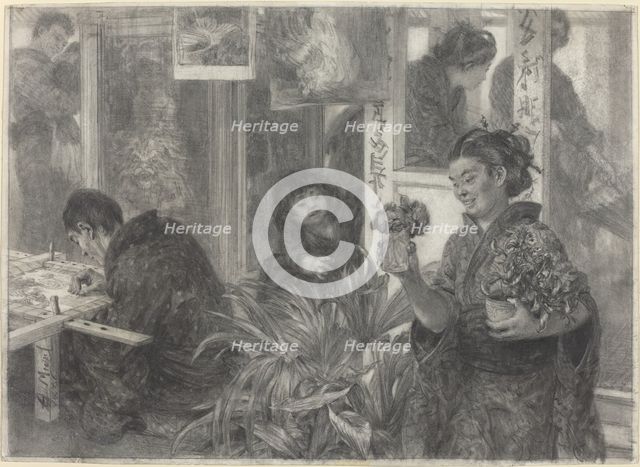 Japanese Artist at Work, 1886. Creator: Adolph Menzel.