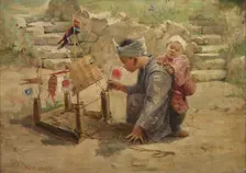 Japanese Boy Building a Man-of-War, 1895. Creator: J. C. Arter