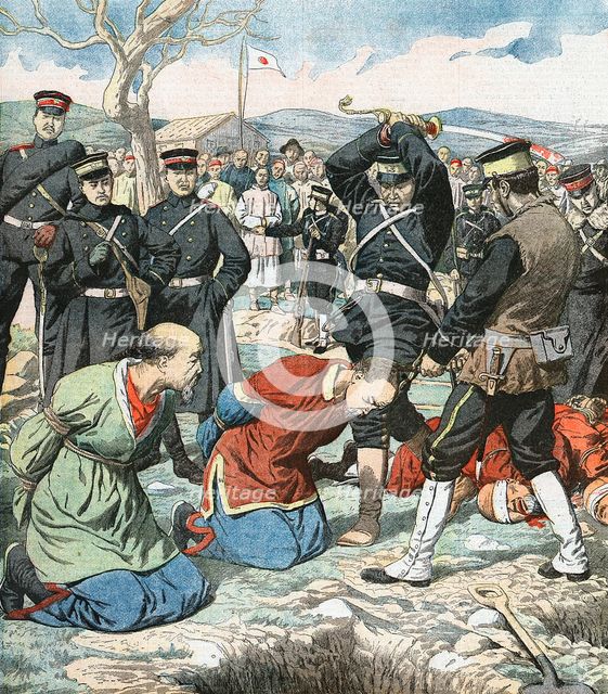 Japanese beheading Chinese functionaries, Russo-Japanese War, 1904-5. Artist: Unknown