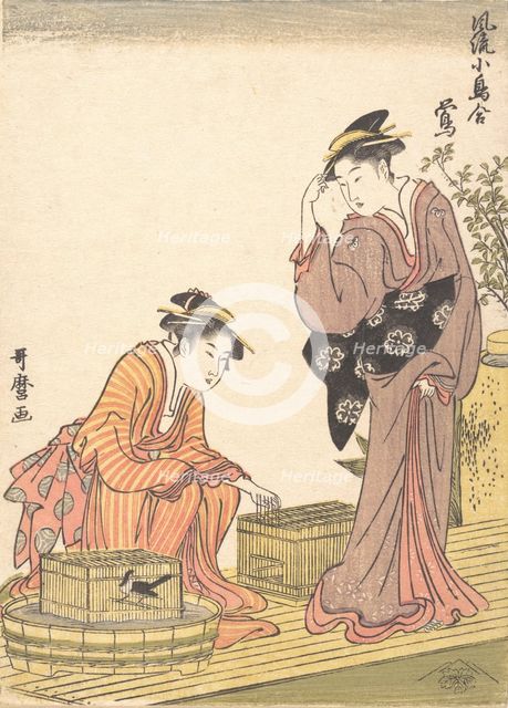 Japanese Bush Warbler, 1754-1806. Creator: Kitagawa Utamaro.