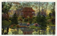 Japanese garden and pagoda, Fairmont Park, Philadelphia, Pennsylvania, USA, 1926