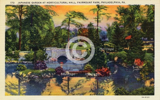Japanese garden, Horticultural Hall, Fairmont Park, Philadelphia, Pennsylvania, USA, 1933. Artist: Unknown