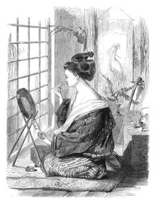 Japanese girl painting her lips, 1864. Creator: Mason Jackson