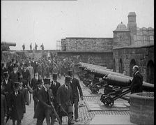 Japanese Dignitaries Walking on the Battlements of Edinburgh Castle, United Kingdom, 1921. Creator: British Pathe Ltd