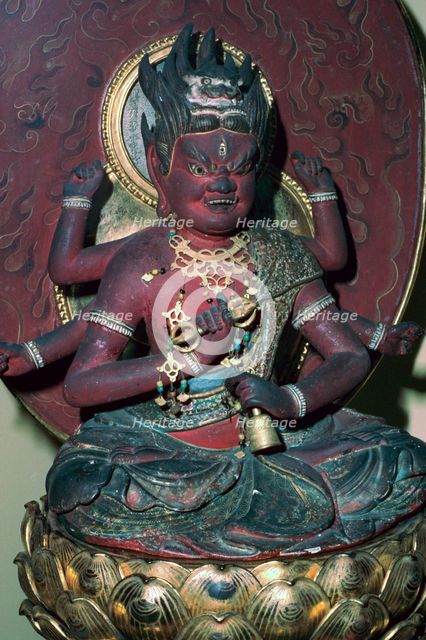 Japanese figure of the Adibuddha Aizen-Myo-O. Artist: Unknown