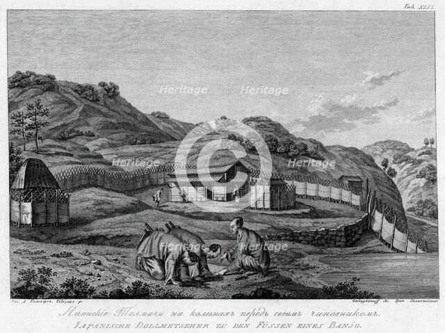 Japanese Interpreters Kneeling in Front of Their Chief, 1813. Creator: Stepan Galaktionov.