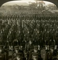 Japanese infantry at the Emperor's birthday review, Tokyo, Japan.Artist: Excelsior Stereoscopic Tours