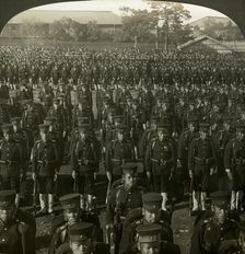 Japanese infantry at the Emperor's birthday review, Tokyo, Japan.Artist: Excelsior Stereoscopic Tours