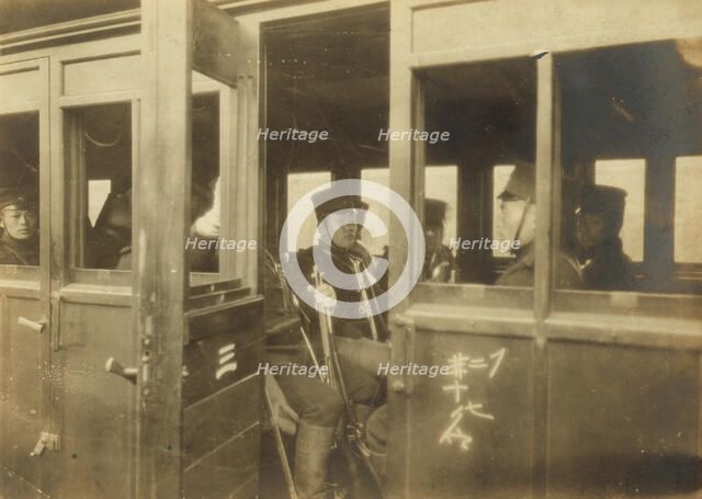 Japanese infantry ready to leave Tokyo for the front, c1904. Creator: Jimmy Hare.