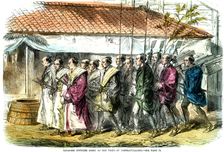 Japanese officers going to pay visits of congratulation Japan, 1865
