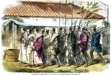 Japanese officers going to pay visits of congratulation Japan, 1865