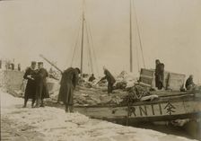 Japanese officers directing the unloading of supplies, Chemulpo, c1904. Creator: Robert Lee Dunn