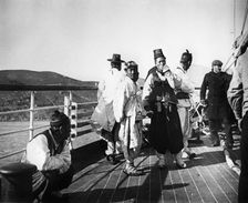 Japanese officials on board a ship, Korea, 1900