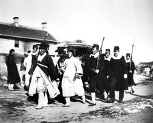 Japanese officials and soldiers, Korea, 1900