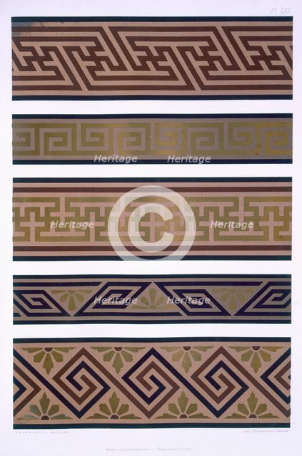 Japanese Ornament: Bands or borders in gold on dark colour grounds, pub. 1892. Creator: George Ashdown Audsley (1838-1925).