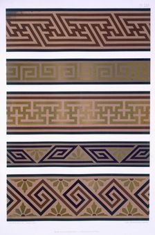 Japanese Ornament: Bands or borders in gold on dark colour grounds, pub. 1892. Creator: George Ashdown Audsley (1838-1925)