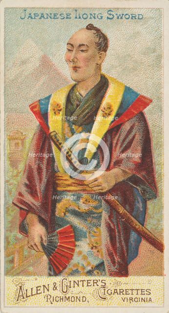 Japanese Long Sword, from the Arms of All Nations series (N3) for Allen & Ginter Cigarette..., 1887. Creator: Allen & Ginter.