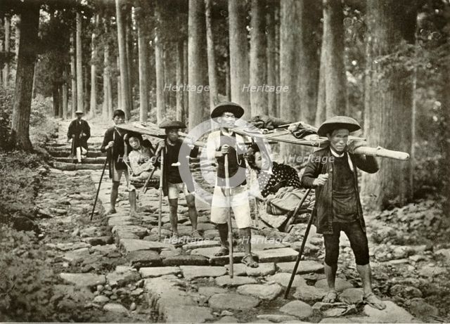 'Japanese Ladies Going to the Shrines, Nikko', 1910. Creator: Herbert Ponting.