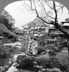 Japanese maids in a garden, 1904.Artist: BL Singley
