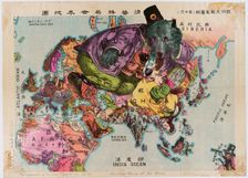 Japanese Map from 1914. A satirical Atlas of the World