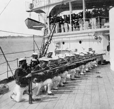 Japanese marines drilling on board the warship Mikasa Russo-Japanese War, 1904-5