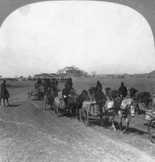 Japanese military transportation train, Manchuria, 1906. Artist: Keystone View Company