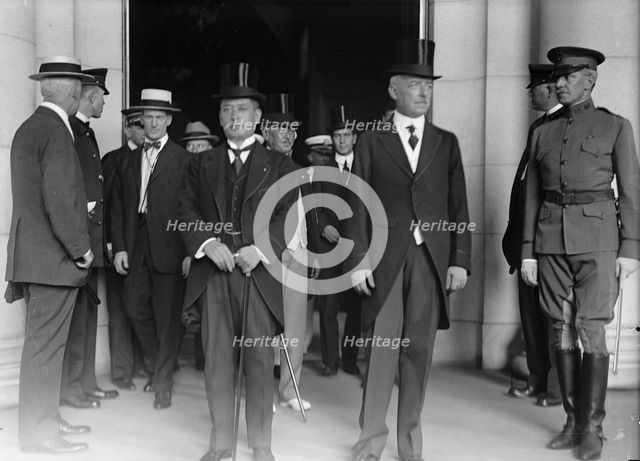 Japanese Mission To U.S. - Count Ishii And Sec. Lansing. Ambassador Sato..., 1917. Creator: Harris & Ewing.