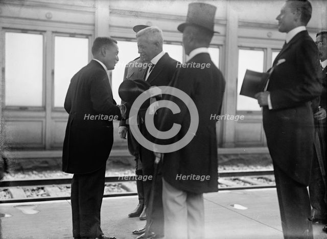Japanese Mission To U.S. at Union Station: Ishii; Harts; Lansing; Sato; William Philips, 1917. Creator: Harris & Ewing.